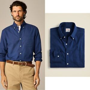 NEW J CREW Broken-in organic cotton oxford shirt Slim Untucked in Navy blue